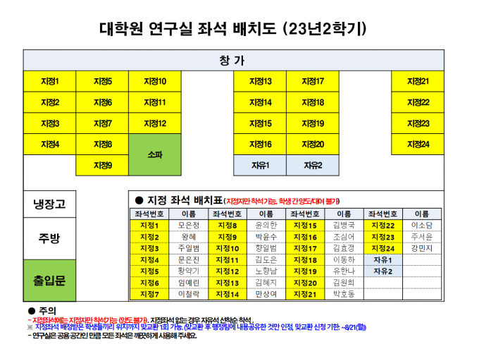 23년2학기 공용연구실 배치도